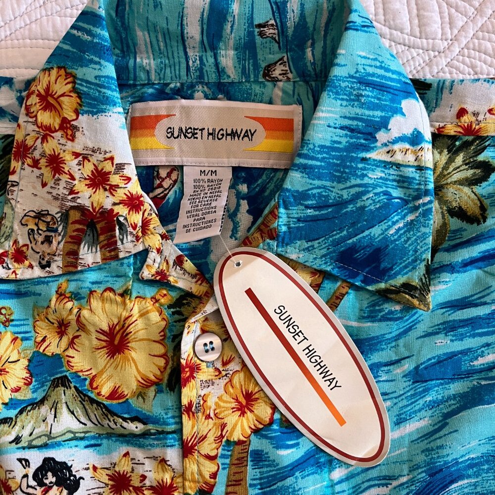 NWT SUNSET HIGHWAY SZ MEDIUM SHORT SLEEVE HAWAIIAN SHIRT